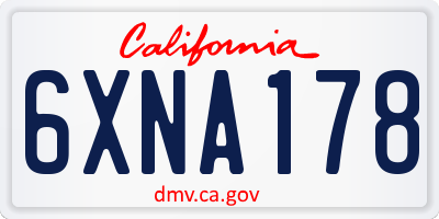 CA license plate 6XNA178
