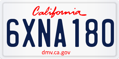 CA license plate 6XNA180