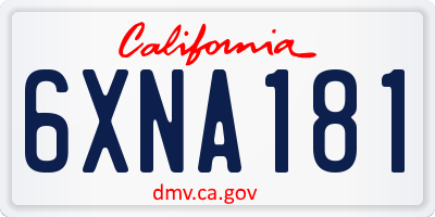 CA license plate 6XNA181