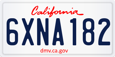 CA license plate 6XNA182