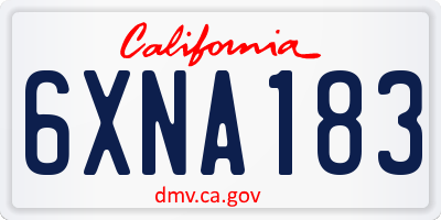CA license plate 6XNA183