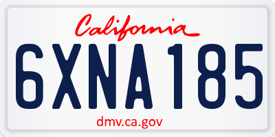 CA license plate 6XNA185