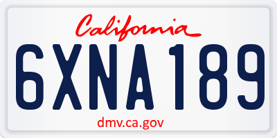 CA license plate 6XNA189