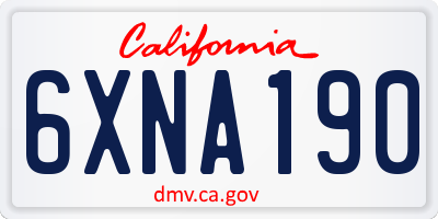 CA license plate 6XNA190