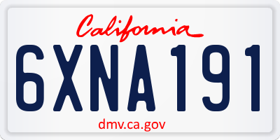 CA license plate 6XNA191