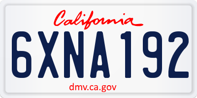 CA license plate 6XNA192