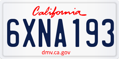 CA license plate 6XNA193