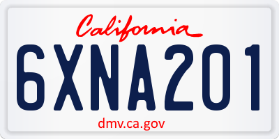 CA license plate 6XNA201