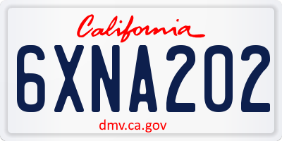 CA license plate 6XNA202