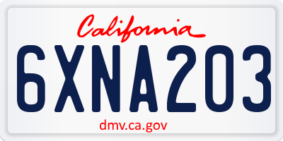 CA license plate 6XNA203