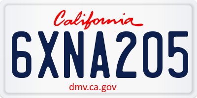 CA license plate 6XNA205