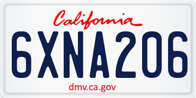 CA license plate 6XNA206