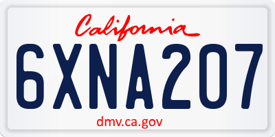 CA license plate 6XNA207