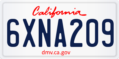 CA license plate 6XNA209