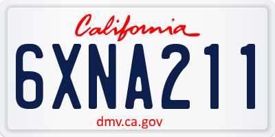 CA license plate 6XNA211