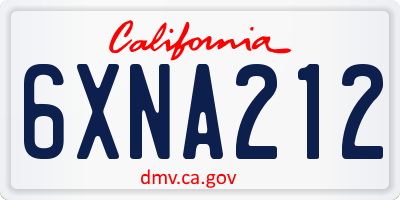 CA license plate 6XNA212