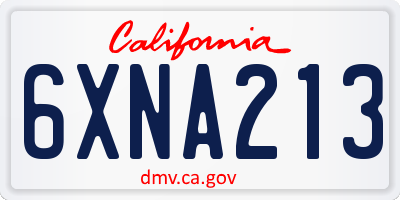 CA license plate 6XNA213