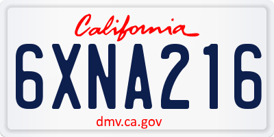 CA license plate 6XNA216