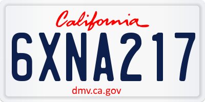 CA license plate 6XNA217