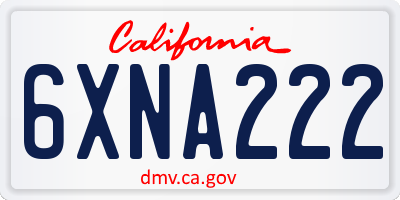CA license plate 6XNA222