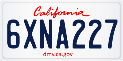 CA license plate 6XNA227