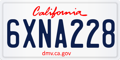 CA license plate 6XNA228
