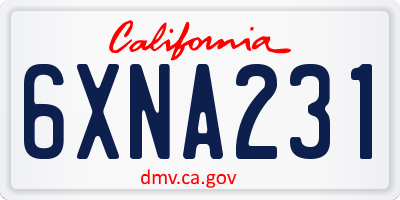 CA license plate 6XNA231