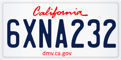 CA license plate 6XNA232
