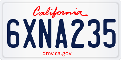 CA license plate 6XNA235