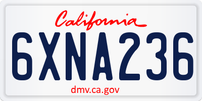 CA license plate 6XNA236