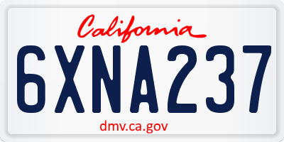 CA license plate 6XNA237