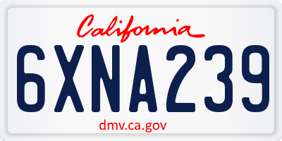 CA license plate 6XNA239