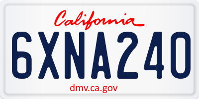 CA license plate 6XNA240