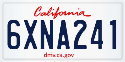 CA license plate 6XNA241