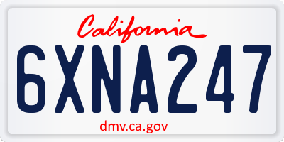 CA license plate 6XNA247