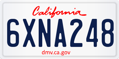 CA license plate 6XNA248