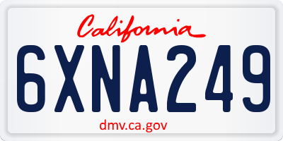 CA license plate 6XNA249