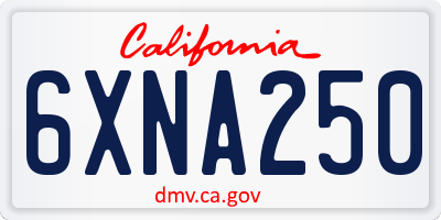 CA license plate 6XNA250