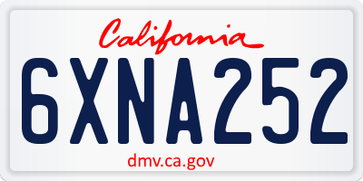 CA license plate 6XNA252