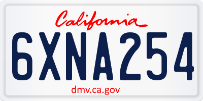 CA license plate 6XNA254