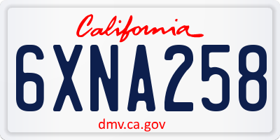CA license plate 6XNA258