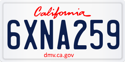 CA license plate 6XNA259