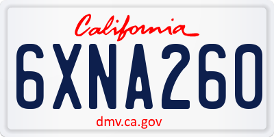 CA license plate 6XNA260