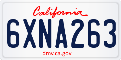 CA license plate 6XNA263