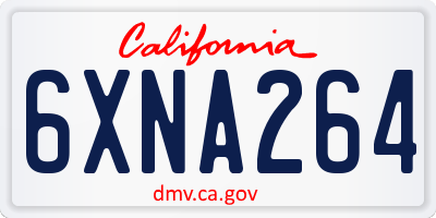 CA license plate 6XNA264