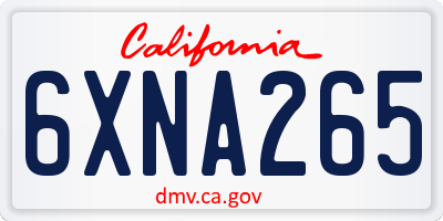 CA license plate 6XNA265