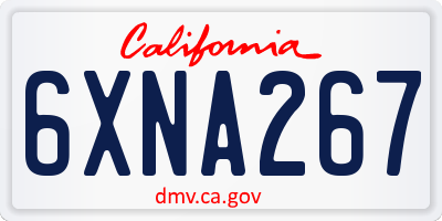 CA license plate 6XNA267