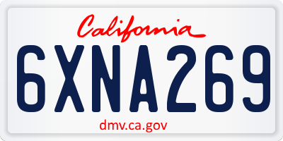 CA license plate 6XNA269