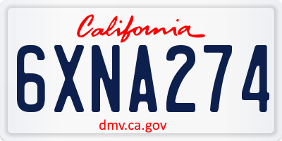 CA license plate 6XNA274