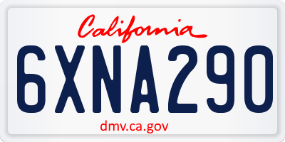 CA license plate 6XNA290